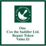 Cox the Saddler Ltd. Leathergoods Repair Token REPTOK